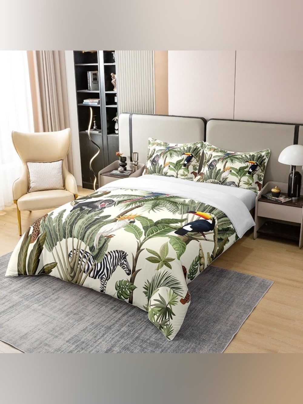 100% Natural Cotton Wild Birds Duvet Cover Set King Size
